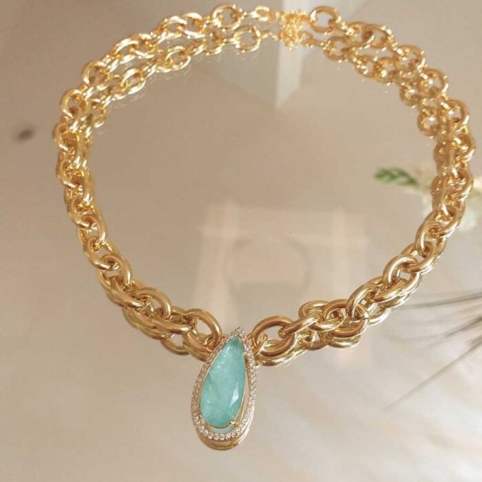 CS166675 - Colar de elo com gota turmalina - Imagem 1