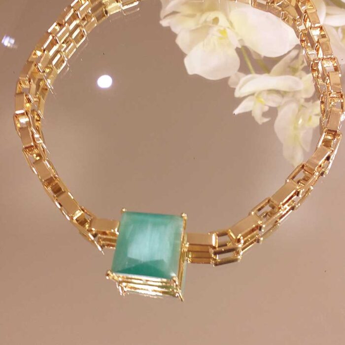 Colar carré calcedônia verde – 2728 - Imagem 1