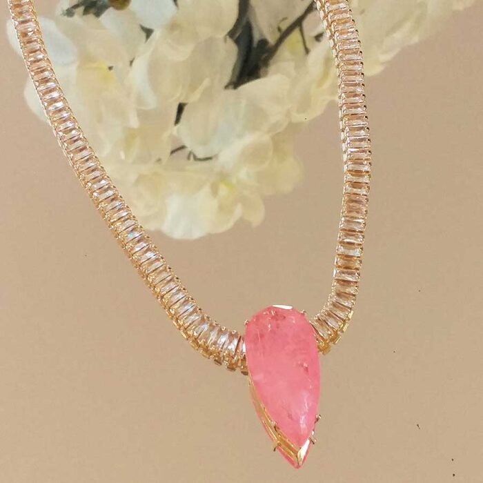 Riviera de baguete com gota rosa fusion – 2977 - Imagem 1