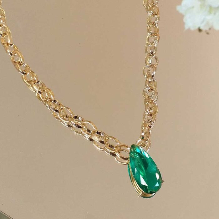 Colar de elos com gota turmalina – 2987 - Imagem 1