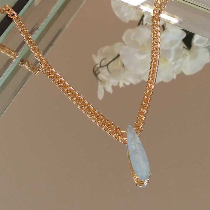 Colar gota longa água marinha – 3131 - Imagem 1