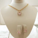 Cjto Oval Kunzita Ouro - 4828