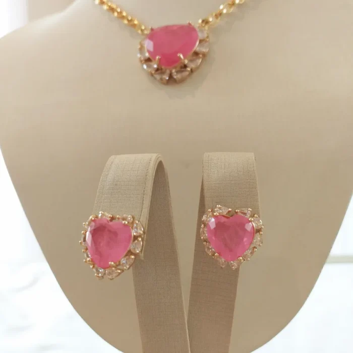 Conj Coração Pink Ouro - 4817 - Imagem 2