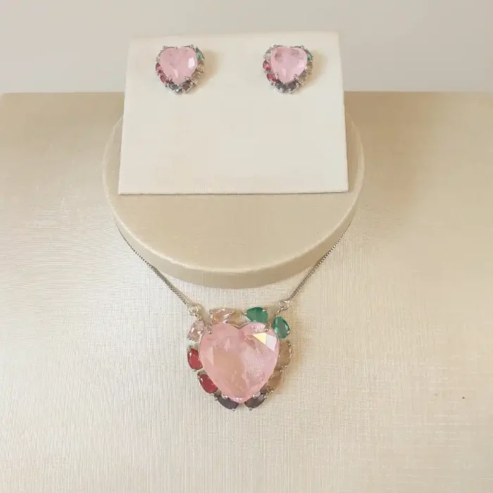 Conj Coração Kunzita R - 4975 - Imagem 1