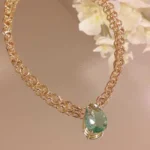 Colar gota crysolite com gru - 2695