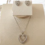 Conj. Coração Crystal Ródio - 4806