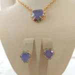 Conj Coração Tanzanita Ouro - 4812