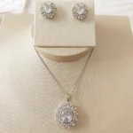 Conj. Oval Crystal Ródio - 4830